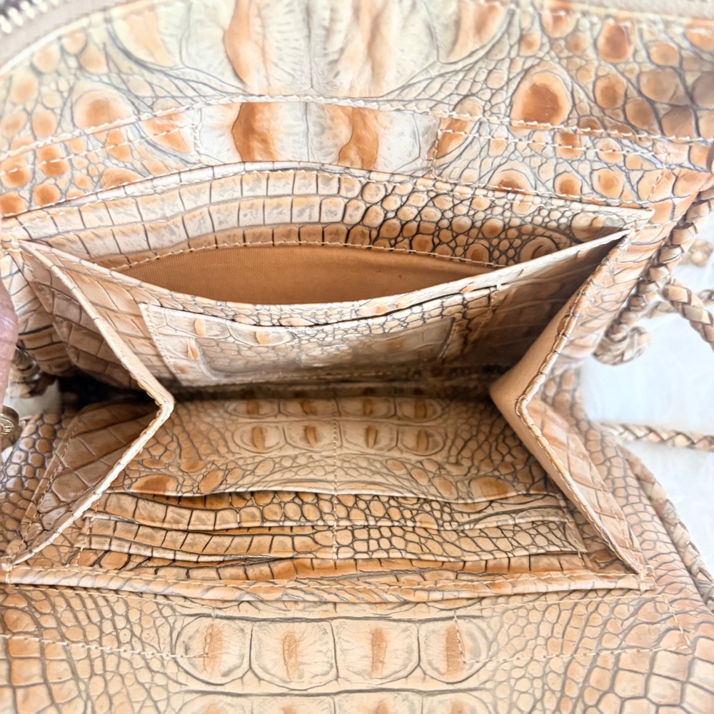 Brahmin Melbourne Collection Tan Croc Embossed Leather Crossbody Bag - Picture 15 of 16